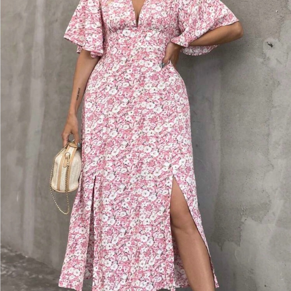 SHEIN Pink Floral Maxi Dress